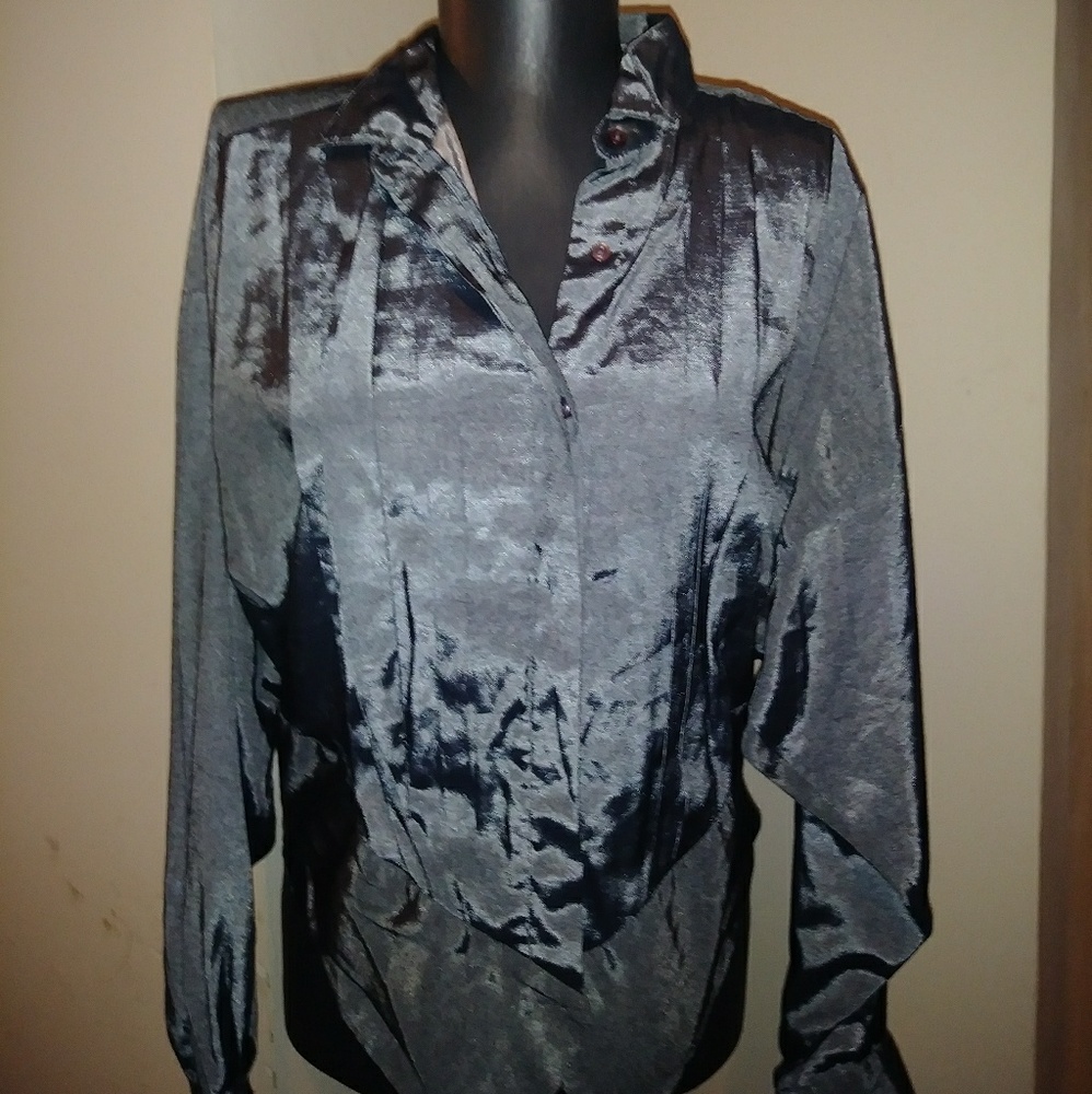 Shinny silver/ gray button down BOGO